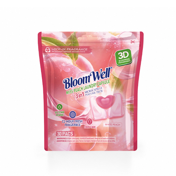 Sweet Peach-3 in 1 Powerful Stain And Friendly Biodegradable and Sustainable Laundry Pods beads laundry detergent pods