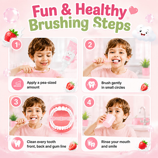 Sweet Smile, Bright Style!-Milk Strawberry Flavor Toothpast