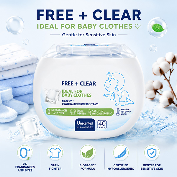 Fragrance-Free-Yoto Laundry Pods: Fragrance-Free, Hypoallergenic, pH-balanced
