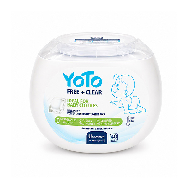 Fragrance-Free-Yoto Laundry Pods: Fragrance-Free, Hypoallergenic, pH-balanced