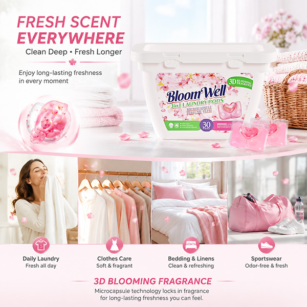 Sweet Peach-3-in-1 Laundry Detergent Pods Bulk Anti Sensitive Laundry Pods Scented Washing Machine Pods Packs
