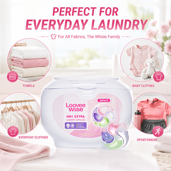 Poison-Factory Price 4-in-1 Hypoallergenic Laundry Capsules – Long-Lasting Scent, Anti-Mite & Antibacterial – OEM Available
