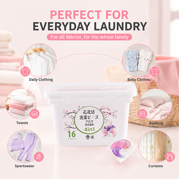 Sakura-Wholesale 4 in 1 Laundry detergent liquid last fragrance Eco-friendly cloth washing pods laundry capsules pods