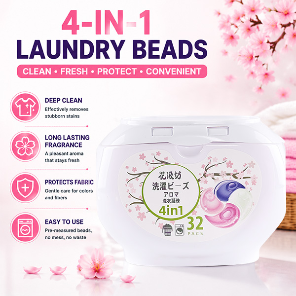 Sakura-4 in 1 Wholesale Private Label Best Premium last fragrance Laundry Liquid Detergent Pods for Washing Clothes