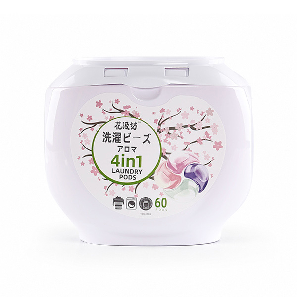Sakura-4 in 1 OEM Factory price Biodegradable Laundry Detergent Pods Stain & Odor Busters Powerful Stain Laundry Pods