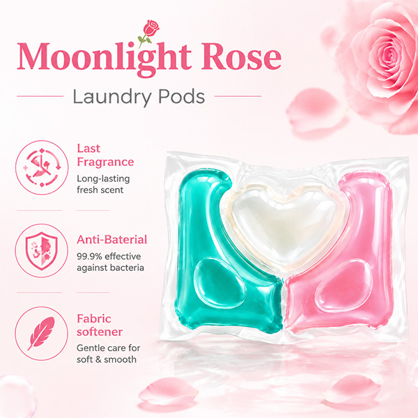Moonlight Rose-3-in-1 Laundry Detergent Pods Bulk spot environmentally Scented Washing Machine Pods Packs