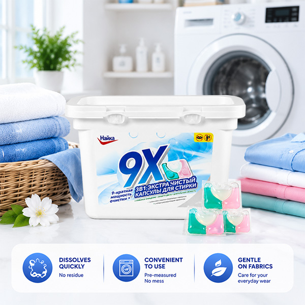 Mixed fruity aroma-3 in 1 strong stain removal biodegradable Russian packaging laundry detergent pods laundry capsules
