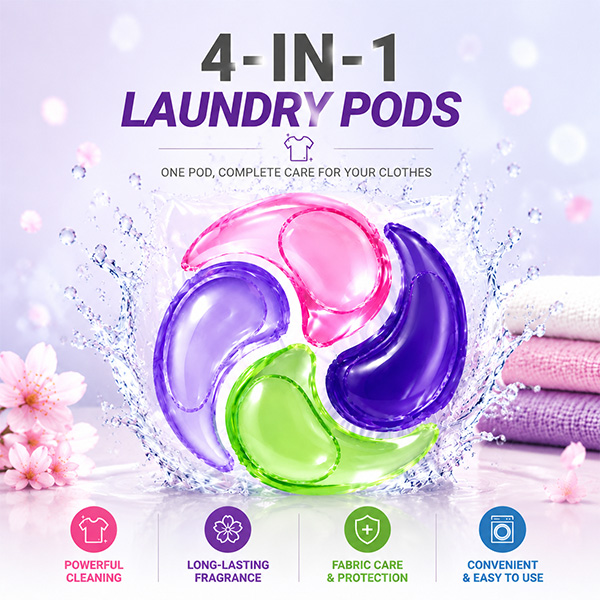 Poison-Best 4-in-1 Laundry Pods OEM/ODM Hypoallergenic Fragrance Bacteria Mite Removal