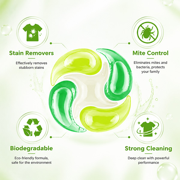Green Fruit-5 in 1 Best Eco friendly Laundry pod Gel Capsules Pods For Washing Clothes