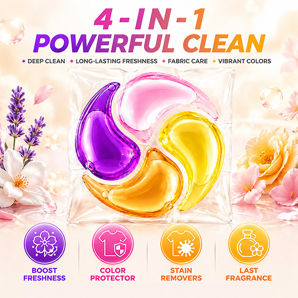 Poison-4 in 1 Laundry Wholesale Detergent Pods Water Soluble Washing Pods Detergent Household Washing Capsules Liquid